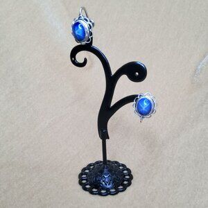 vintage amco 14kt gold overlay faux indian star sapphire screw back earrings